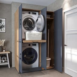 Roomart DORA-I Wasmachine Ombouwkast 115x186 cm - Antraciet Eiken — thumbnail 1