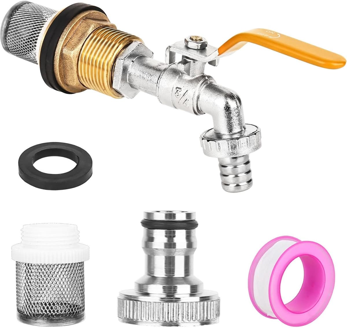 Kogelkraan voor regenton 3/4 inch messing — afbeelding 1