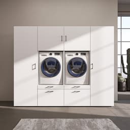 Roomart SERIE 2 Wasmachine Ombouwkast 254x205 cm - Kastenwand met 2 Hoge Kasten - Wit — thumbnail 4