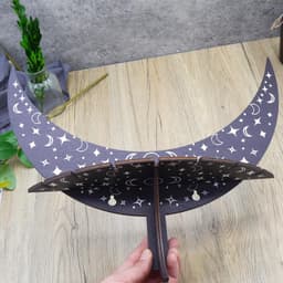 Wassende maan plank - Drijvende houten wandplank in maanvorm — thumbnail 3