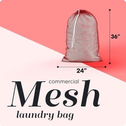 Waszakken van mesh 61 cm x 91 cm groot, duurzaam, machinewasbaar met veilige trekkoordsluiting, perfect voor studentenwoningen, wasserettes, appartementen (rood), 2 stuks — thumbnail 2