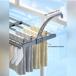ZRNS® Droogrek Deur - Wasrek Hangend Trapgat - Wasdroger Balkon en Radiator - Uitschuifbaar — thumbnail 3