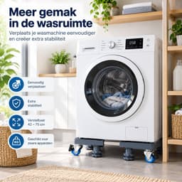 Verstelbare Wasmachine Onderzetter met Wielen – 42 tot 75 cm – Verrijdbare Wasmachine Verhoger – Met Rem, Stelpoten & Anti-Slip – Voor Wasmachine, Droger en Koelkast — thumbnail 5