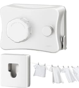Uittrekbare Waslijn - Reiswaslijn Draagbare Waslijn - Kleding Drogen - Robuust Draagvermogen - 167 Voet - Wit — thumbnail 1