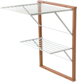 Houten Droogrek - Kledingrek Muurbevestiging - Ruimte Besparen - Uittrekbaar 11 Meter - 63 x 69 x 80 cm - Kersen — thumbnail 1