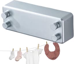 Intrekbare Waslijn - Droogrek Kledinglijn - Kleding Drogen - Dubbele Lijn - 1 meter - Zilver — thumbnail 1