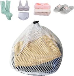 SnelShoppen - Mesh Waszak Portable Waszak met Treksluiting Draagbare Dunne Mesh Waszak voor Kleding, Beddengoed, Tafelkleed, Gordijnen - 60x40cm — thumbnail 5