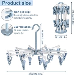 Thijox - 2 stuks sokkendroger hangend, sokken ophanger met 20 clips, ideaal voor wasrek, camping, ondergoed en kleine kleding - Roze, Blauw — thumbnail 5