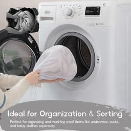 Set van 2 Wasnetten 40 x 30 cm voor de Wasmachine, Fijnmazige Netten met Trekkoord, Herbruikbaar voor Ondergoed, Sokken en Babykleding, Bescherming tijdens de Was — thumbnail 4