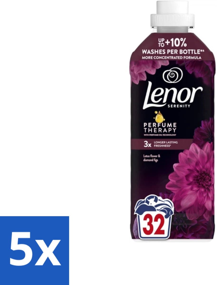 5 x Lenor – Wasverzachter – Lotus Flower & Diamond Figs – 32 Wasbeurten – 675 ml - Voordeelverpakking - 5 stuks — afbeelding 1