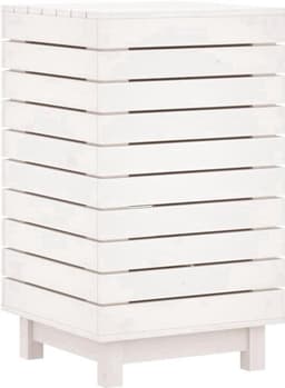 Wasmmand – Wasbak – Wascontainer – Mand Voor Wasgoed – Waskorf – Massief Dennenhout – Ruim Formaat 44x44x76 cm – Afdekbare Deksel & Wandmontage — thumbnail 3