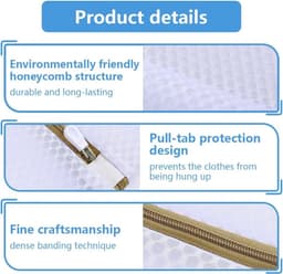 Waszakken voor de wasmachine - Set van 2 wasnetten met gouden rits voor sweaters, shirts en ondergoed (30 x 40 cm) - Ideaal voor reis en organisatie — thumbnail 2