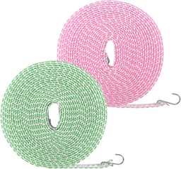 Waslijn, 2 stuks, 8 m, waslijn voor buiten, winddicht, antislip, met haken, draagbaar, nylon, dubbele waslijn, reizen, camping, outdoor — thumbnail 1