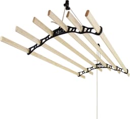 Ophangbaar Plafond - Zwart - 140cm (L) x 56cm (B) x 14cm (H) - 6 houten latten - Eenvoudig te bevestigen - duurzame grenenhouten latten — thumbnail 1