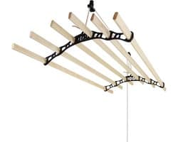 Ophangbaar Plafond - Zwart - 140cm (L) x 56cm (B) x 14cm (H) - 6 houten latten - Eenvoudig te bevestigen - duurzame grenenhouten latten