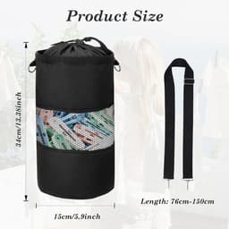 Wasknijperzak - Zwart - 15 x 28 cm - Weerbestendig Nylon met Verstelbare Schouderriem - Voor Wasknijpers — thumbnail 5
