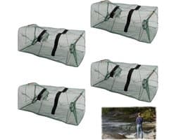 Viskuilen Set - Visnet Korf - Vis Vangen - Dubbele Ingangen - 46 x 22 x 22 cm - Groen