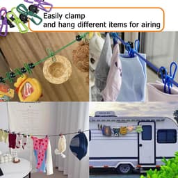 Waslijn - Uittrekbare Reiswaslijn van 1,7m tot 3,6m met 12 Groene Wasknijpers en 13 Positioneerkralen - Draagbare Waslijn voor Vakantie, Camper, Balkon & Tuin — thumbnail 4