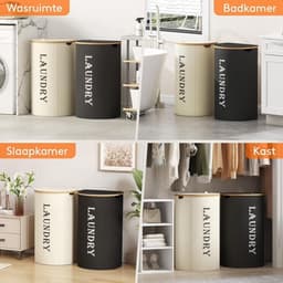 Laundry Basket with Lid 2-Piece Pack Large Laundry Collector with 2 — thumbnail 4