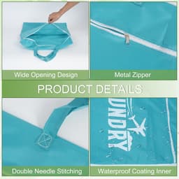 Dailygoods - HOTUT Reiswaszak, 2 stuks Badpak-sporttassen, Vuile Waszakken met Rits voor Thuis, Reizen, Vakantie, Kamperen, Caravan, Slaapzaal(Blauw + Zwart) — thumbnail 4