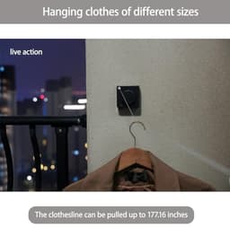 Intrekbare Waslijn - Wand Waslijn - Kleding Drogen - Niet-doorzakend Ontwerp - 5 Meter - Zwart — thumbnail 3