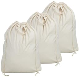 Dailygoods- Waszakken 3-pack - Katoenen Canvas - Trekkoord - Handgrepen - Grote Capaciteit 46 x 26 x 70 cm - Geschikt voor Opbergen - Opbergtas — thumbnail 1