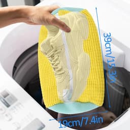 Dailygoods - NatureMan Wasschoenentas - Set van 2 schoenwasmachinetassen waszak voor wasmachine en droger, herbruikbaar voor de meeste schoenentassen en maten (geel) — thumbnail 4