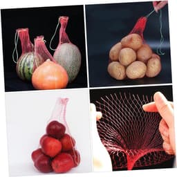 Fruitnetzakken - Opbergzakken Groente - Fruit Bewaren - Sterke Elasticiteit - 35 cm - Rood — thumbnail 3