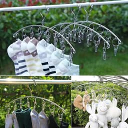 Thijox - Roestvrijstalen Kledingdroogrek Hanger met 8 Clips - Ondergoedhanger voor Sokken, Handdoeken, Luiers, Baby- en Kinderkleding, Handschoenen - — thumbnail 4