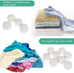 Thijox - Set van 6 Wollen Ballen voor Wasdroger - Antistatisch, Natuurlijk, Hypoallergeen, Herbruikbaar - Perfect voor Drogen van Kleding en Bedtextie — thumbnail 5