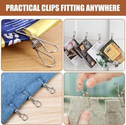 Wasknijpers, 100 Stuks Roestvrij-stalen Wasknijpers, 6cm Clip Pin Set, voor Waslijn, Kleding Sok Hanger, Keuken, Kantoor — thumbnail 2