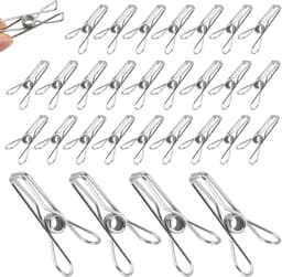 Wasknijpers Van Roestvrij Staal, Wasknijpers Van Metaal, Zilverkleurig, 6 Cm, Duurzame Metalen Knijpers Van Roestvrij Staal Voor Handdoeken,Kleding,Sokken,Waslijn,Kamperen,Papieren Dossiers — thumbnail 1