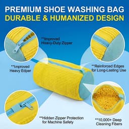 waszak, herbruikbare ritssluiting, pluche schoenen, waszak voor wasmachine, rondom reiniging, wasnet, schoenen voor alle sneakers, schoensoorten (geel) — thumbnail 4