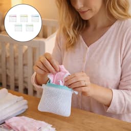 Wasnetten, honingraatstructuur voor maximale bescherming, ideaal voor fijne was, sokken en maskers, 14 x 12 cm ritssluiting voor wasmachine en droger — thumbnail 2