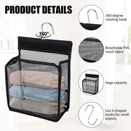 Wasknijperzak, 2 stuks wasknijperzakken om op te hangen, eenvoudige ophanghaak, herbruikbare wasknijpermand, draagbaar, gebruikt voor wasknijpers, douchegel, cosmetica, buiten, huis, tuin — thumbnail 5