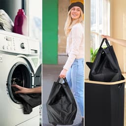 Grote Vouwbare Wasmand 120L voor Vuile Was en Speelgoed met Waterdichte Binnenzakken - Ruimtebesparend en Handig voor Organisatie — thumbnail 2