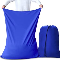 Waszakken, trekkoord, opvouwbare waszak, waszak, 70 x 115 cm, 2 stuks, blauw — thumbnail 1
