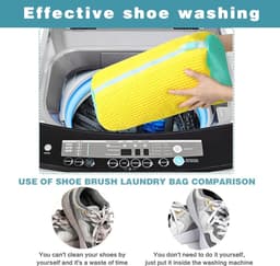 Schoen wasmachine tas, schoen tas voor wasmachine, trainer wasmachine tas, premium rits, duurzame schoen wassen zak voor canvas sneakers, herbruikbare schoen schoonmaken waszak, Geel — thumbnail 2