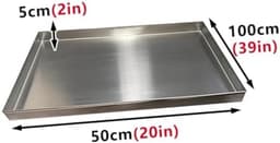 Robuuste lekbak - Wateropvangbak - Airco condens opvangen - Roestvrij staal - 50x100 cm - Zilver — thumbnail 2