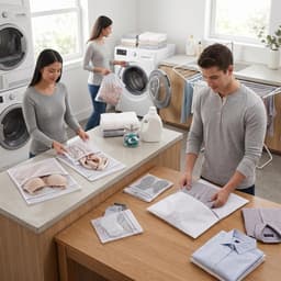 Duurzame Waszakken Set van 3 Stuks met Rits - Bescherming voor Kleding, Antiklit en Reisopslag 50x40cm — thumbnail 3