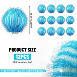 SnelShoppen - Tierhaarentferner Wasmachine, Lint Ball voor Wasmachine, 12 Stuks 3.5 cm Blauw, Hoge Efficiëntie Tegen Dierlijke Haren en Pluis, Vermind — thumbnail 2