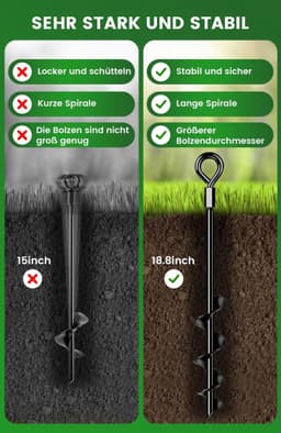SnelShoppen - Ground Anchors 48 cm Set van 8 met Duurzame Straps - Grondankers voor Tent, Schommels, Luifels - Bijzonder Stabiliteit en Eenvoudige Ins — thumbnail 4