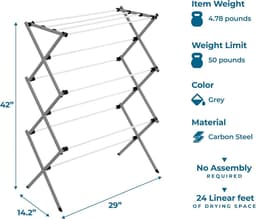 DRY-09065 Collapsible Clothes Drying Rack Steel — thumbnail 2