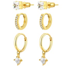oorbellenset - zilveren oorbellen voor dames 3 stuks oorbellen sets voor meervoudige piercings meisjes verjaardagscadeaus zacht juweel voor vriendin vrouw moeder kerstkousenvulling — thumbnail 1