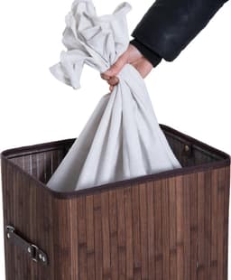 Bamboe wasmand 72 L - Luxe wasmand - Wassorteerder - Donkerbruin - L40 x B30 x H60 cm — thumbnail 4