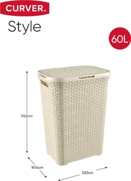 Curver Style Wasmand met Deksel 60L + Wasmand 45L - Wit — thumbnail 2