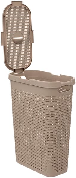 5Five Smalle Wasmand met deksel Rotan - beige - gevlochten kunststof - 40 liter - 26 x 46 x 60 cm — thumbnail 5