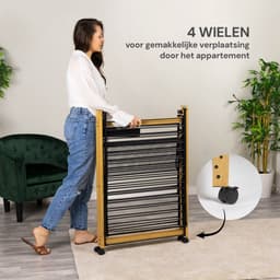 Vitapur Wasrek - Droogrek - Kledingrek - Droogrekken - Wasrek Inklapbaar - Inklapbaar Droogrek - 21 meter drooglengte - Verrijdbaar - Houtlook - Zwart — thumbnail 4