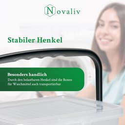 Novaliv 2x wasmiddeldoos met deksel 4 liter transparant en maatschep 23,5 x 18 x 18,5 cm waspoeder opbergdoos met handvat wasmiddel opbergbakje wasmiddel wasmiddelbakje waspoederbakje — thumbnail 4
