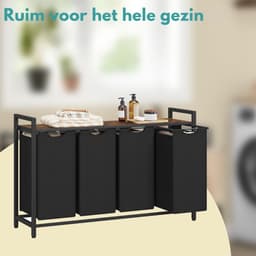 MIRA Home - Wasmand - 4-vaks wasmand - Zwart - 13x116x72cm — thumbnail 4